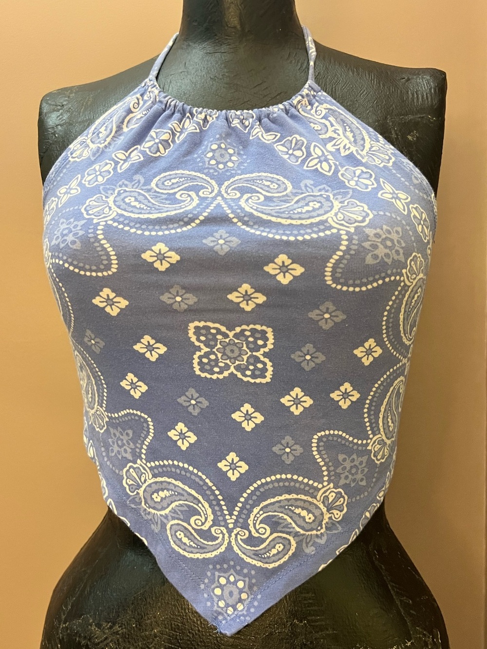 Forever 21 Periwinkle Bandana Print Halter Top Size Small Festival Y2K Style